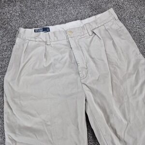 Vintage Polo Ralph Lauren Andrew Pant Men's 35x30 Beige Chino Cotton Pleated